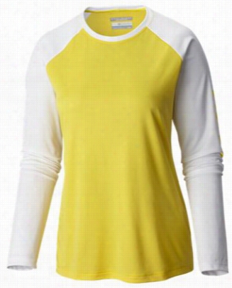 Columbia Tidal Te Ii Long Sleeve T-sihrt For Ladies - Buttercup/white - L