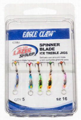 Eagle Claw Spinner Blade Ice Treble Jig - Assorted Colorrs