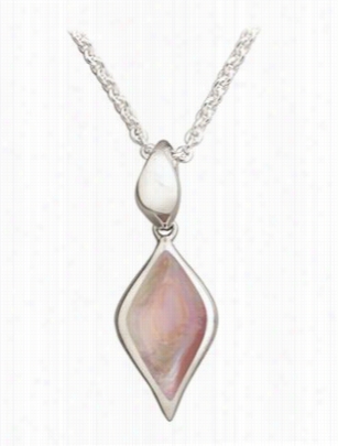 Kabana Jewelry Sterling Sipver 18' Necklace With Diamond S Haped Pendant - Pink Mother Of Jewel