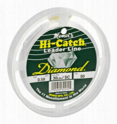 Momoi's Diamo Nd Hi-catch Monfoilaemnt Lead Er With Keeper - 50 Yrds - 30 Lb. - Clear Golden