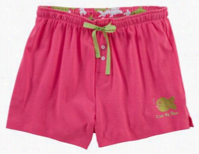 Natural Reflections Kiss My Bass Boxer Shorts  For Lwdies - Pink Lemonade - M