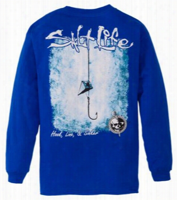 Salt Life Hook Line & Sink Long Sleeve T-shirt For Boys -  Royal - Xs