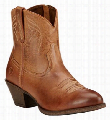 Ariat Dar Lin Western Ankle Boots For Ladies - Burnt Sugar - 10m