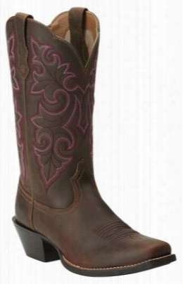 Ariat Round Up Square Toe Western Boots For Ladies - Powder Brown - 9m