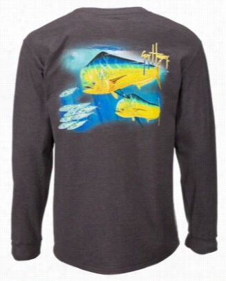 Guy Harvey Double Dorado T-shirt For Men - Charcoal Heather - Xl