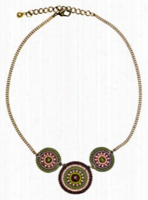 Pink House Museo Embroidered Pink Multi Bead Necklace - 20'