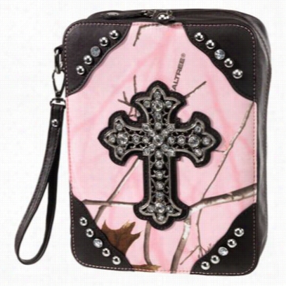 Realtree Apc Pink Camo Studded Cross Bible Case For Ladies