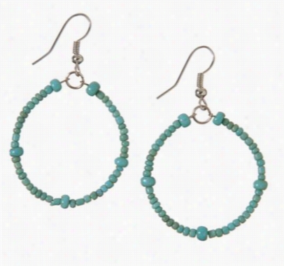 Small Sand Beaded Hoop Earrings - Turquoise