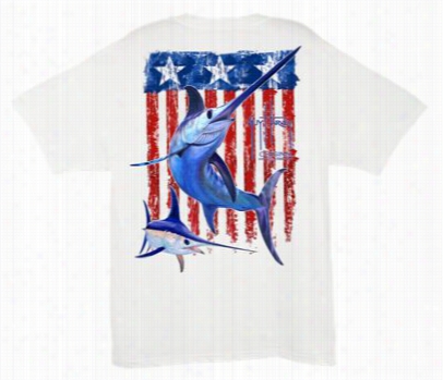 Guy Harvey Swordfish Flag T-shirt For Men-  White - L