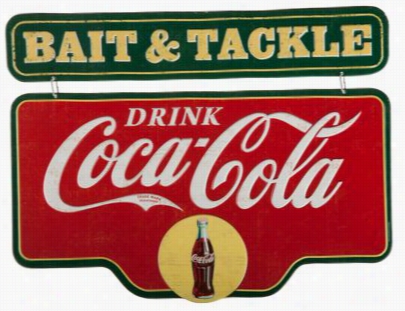 Open Road Brands Coca-coka Bait And Tacklw Embossed Linked Tin Sign