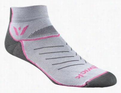 Swiftwick Vibe One Compression Ankle Socks - Pewter/pink/gray - S