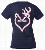 Browning Buckheart Crewneck T-Shirt for Ladies - Navy - S