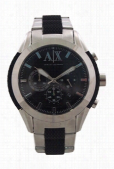 Ax1214 Cchronograph Black Silicone Wrapped Stainles Steel Bradelet Watch