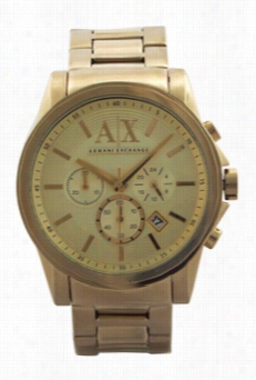 Ax2099 Chronograph Gold Ion Plated Stainless S Teel Braceelet Watch