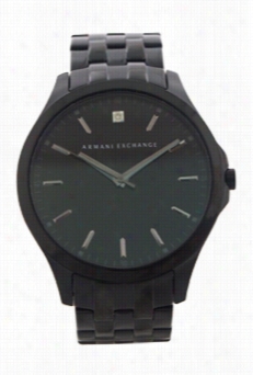 Ax21559 Diamond Accent Black Ion Plated Stainless  Steel Bzcelet Watch