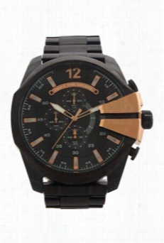 Dz4309 Chronograph Mega Chef Blaack Ion Plated Stainless Hardness Bracelet Watch