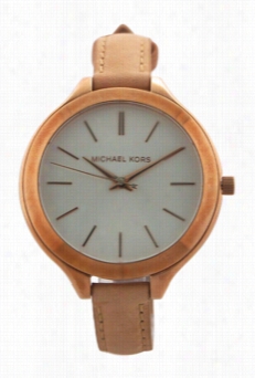 Mk2284 Rose Gold Tone Stainless Steel And Vachetta Leather Strapw Atch