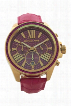 Mk2449 Chronograph Wren Fuchsia Embossed Croco-leather Strap Watch
