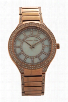 Mk3313 Kerry Crystal Accent Rose Gold-tone Stainless Steel Bracelet Watch