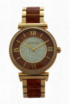 Mk3411 Catlin Gold-tone Stainless Steel & Amber Tort  Acetate Bracelet Watch