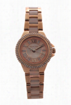 Mk4292 Petite Camille Blush Acetate And Rose Gold-tone Stainless Steel  Watch