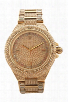 Mk5720 Camile Crystal-covered G Old-tone Stainless Steel Bracelet Watch