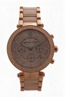 Mk5896 Chronograph Parker Blush And Rose Gold-tohe Stainless Steel Watch