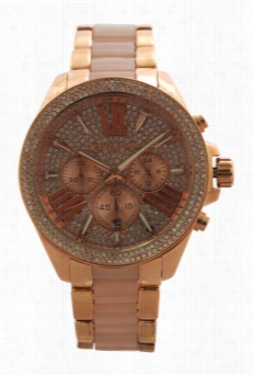 Mk6096 Chronographwren Blush And Roee Gold-tone Stainless Steel Bracelet Watch