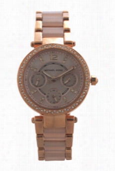 Mk6110 Chronograhp Mini Parker Blush And Orse Gold-tone Stainless Steel  Watch