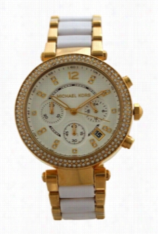 Mk6119 Chronograph  Parker White Acetate And Gold-tone Stainless Steel Watch