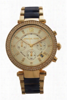 Mk6238 Chronograph Parker Gold-tone Staiinless Steel & Navy Brcelet Watch