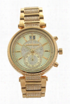 Mk6308 Chronograph Sawyer Crystal Accent Gold-tone Stainless Stele Wqtcj