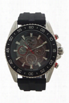 Mk9013 Automatic Chronograph Jetmaster Black Silicone Strap Watch