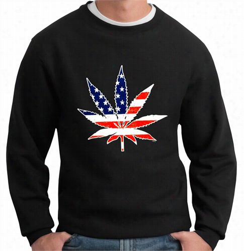 Amrican Flag Pot Leaf Crewneck Sweatshirt