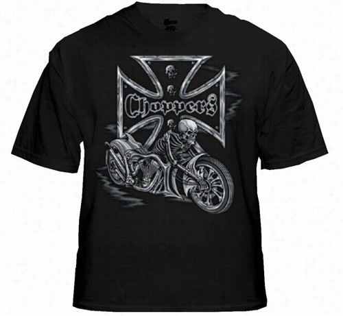 Bikr Shirts - &quot;chopper Skeleton Bike&quot; Biker Shirt