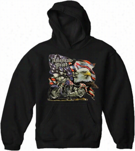 Biker Ssweatshirts - &quot;american Pride&quot; Biker Hoodie (black)