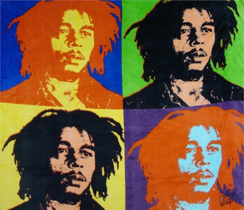 Bob Marley Warhol Micro Raschel Fleece Throw Blankst