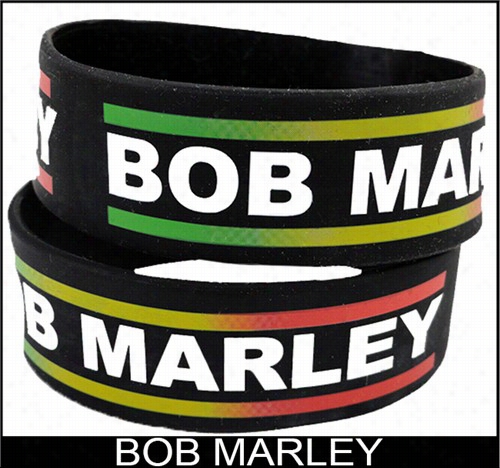 Bob Marley Zioon Designer Rubber Saying Br Acelet (black)