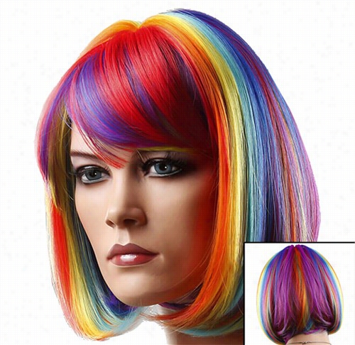 Colored Wigs - Rainbow Multi-col0red Wig