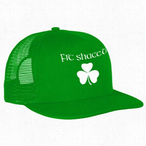 Fit Shaced (shit Faced) St. Patrick's Day White Trefoil Drinkking Adjustable Trucker Cardinal's Office (kelly Green)