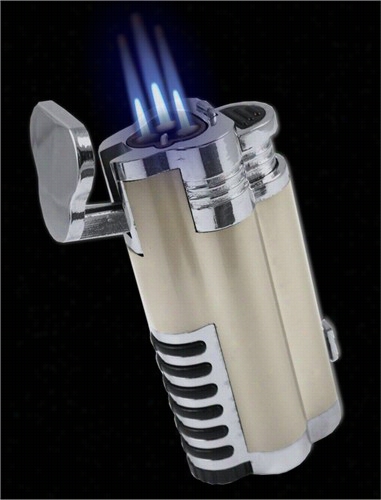 Gentleman's Triple Torch Cigaar Lighter With Retractable Hloe Punch