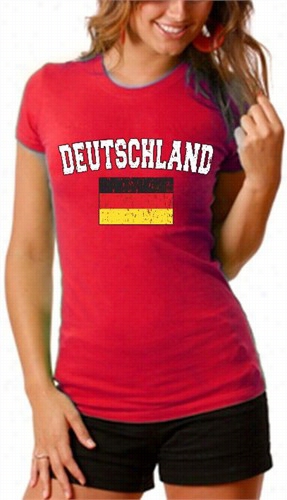 Geman Y&uot;deutschland&quot; Vintage Flag International Girls T-shirt