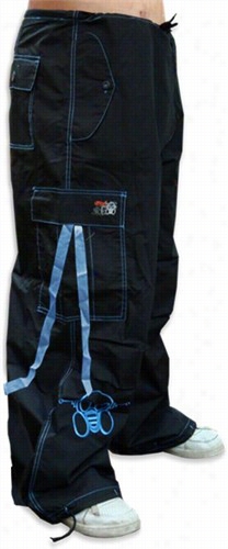 Ghast Cargo Drawstring Pants (black/ Light Blue)