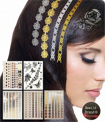 Hair Tattoos - By Bewild Set Of 5 Sheetts Containing 30 Ahir Tattoos