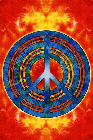 Jumbo 5' X 7' Psychedelic Fire Peace Sign Taestry