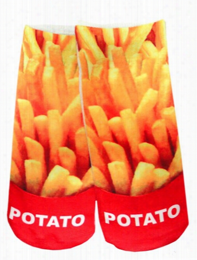 Kids & Adults Photo Print Ankle Socks - French Fries