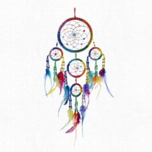 Large Rainbow Beaded Dream Catcher