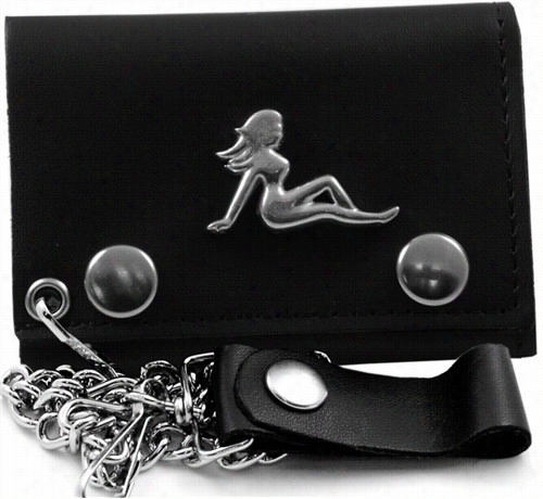 Metal Tucker Babe Genuine Elather Chain Wallet