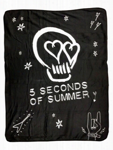 Official 5 Seconds Of Summer Skull Logo Fleece Blanket (48x  60 Inches)