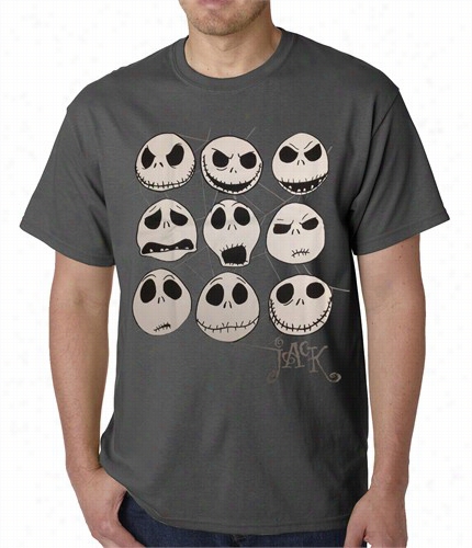 Official Nightmare Before Christmas - The Many Faces Of Jack Mens T-shirt